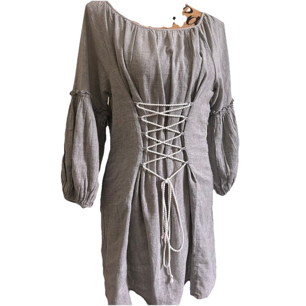 NWT Free People Women's Grey and White Corset Dress sz med